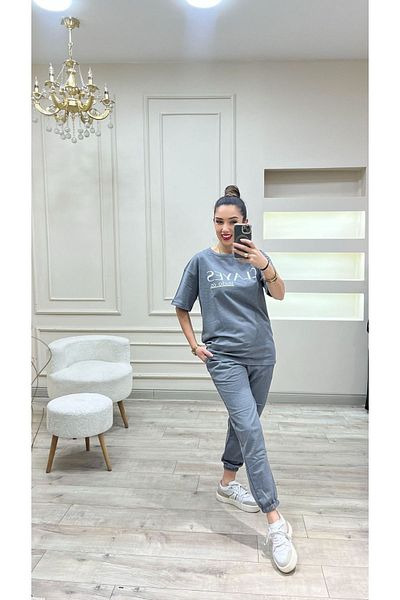 Sweetline Clayes Studio Co Printed Smoked T-shirt Φούτερ T-shirt Σετ - Oversize Unisex