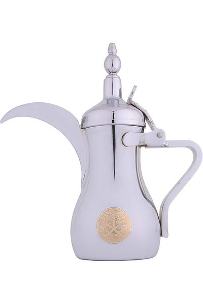 ALSAIF Dallah from Saif, size 32 oz., ideal for preparing and serving Arabic coffee, chrome color.