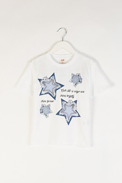 DMB BOYS & GIRLS تي شيرت بناتي صيفي برقبة دائرية من القطن مطبوع عليه نجمة من ...