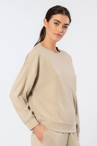 TÜREN Γυναικείο φούτερ 3613 Beige Crew Neck