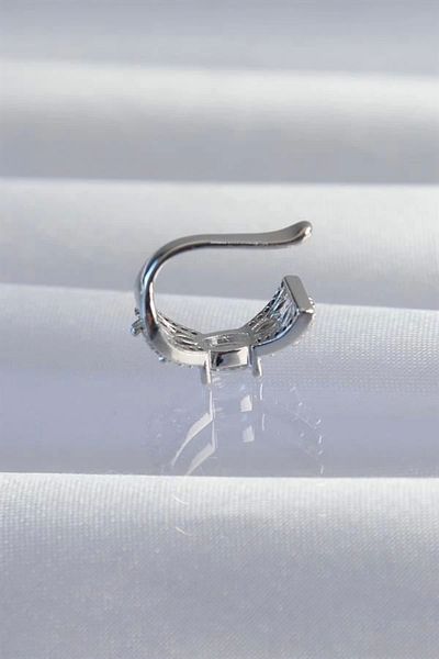 bam's Brass Silver Color Zircon Stone Plated Earcuff Earrings