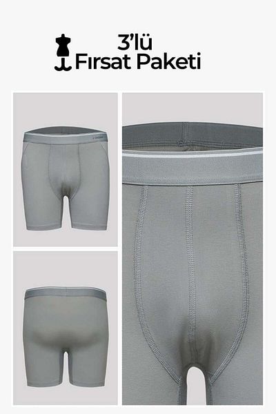 ERDEM İÇ GİYİM Erdem Smoked 3-pack Cotton Elastane Long Boxer 1470