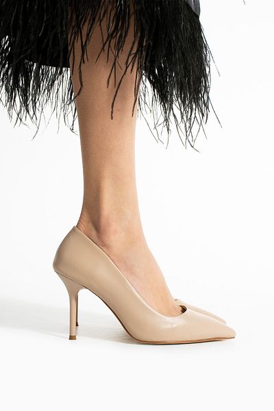 Güllü Shoes Bej 9cm Piele Vegană Toc Subțire Stiletto |   Eleganță impresionantă! Absolventa Pentru Biroul Nunta