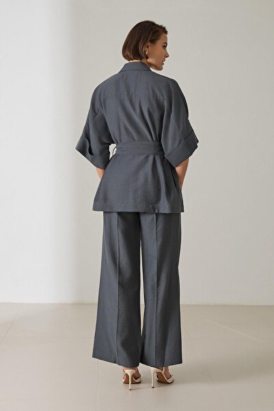 Setre Petrol Pile Detaylı Rahat Kesim Cepli Pantolon