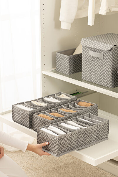 REKHOME 8 Compartment Gray Wardrobe Drawer Accordion Folding Socks Clothing Laundry Organizer Organizer