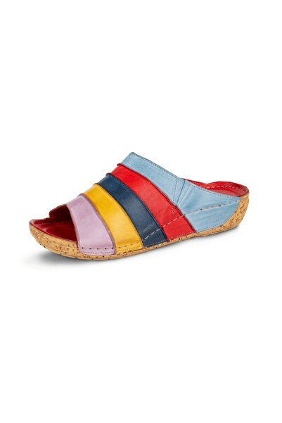 İNZE AYAKKABI Datça- Multicolored Genuine Leather Slippers