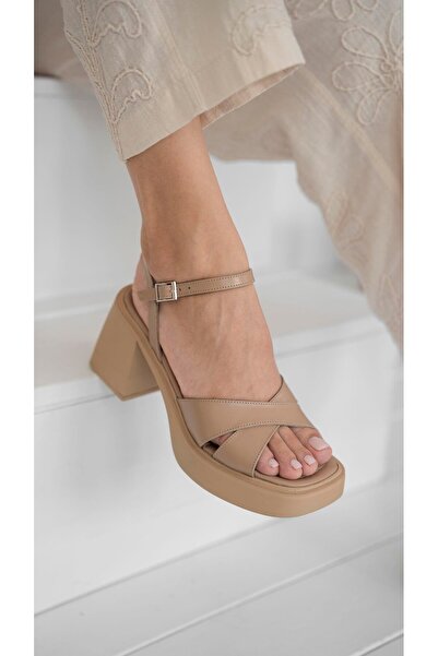 ECENİN BUTİĞİ Mane Ten Hakiki Deri Kadın Sandalet