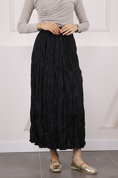 İmajButik Μαύρη ελαστική φούστα μέσης