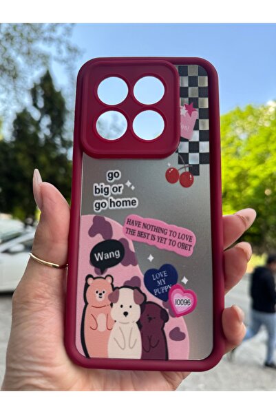 DÜNYA AKSESUAR Xiaomi redmi 14 pro 4G uyumlu mutlu kedi ayıcık sevimli çiçekl...
