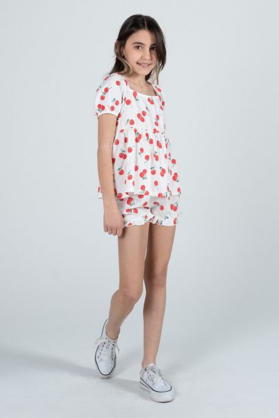 Kyron Girl's 100% Woven Viscose Floral Patterned Bottom Top Shorts Suit