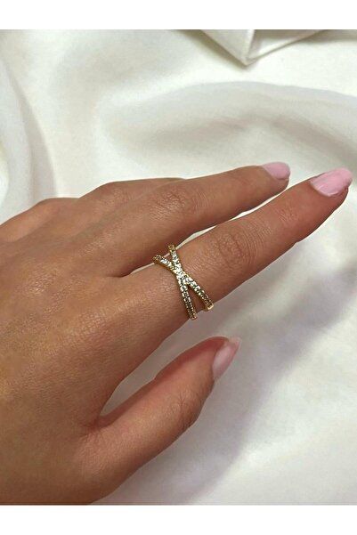 Zerys Jewelry خاتم ذهبي من الفولاذ قابل للتعديل بحجر زركون ملفوف