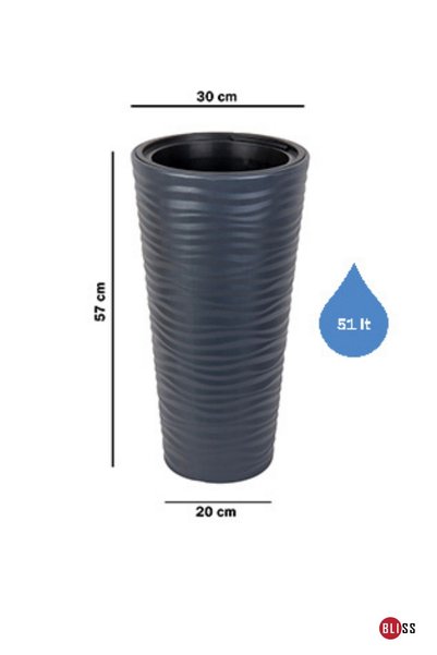 Bliss 51 Litre Hacim Sütlü Kahve Rengi Dalga Desenli Kumsal Vazo (İÇLİKSİZ)
