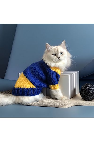Lady Fify Yellow Navy Blue Fan Sweater for Cat and Dog