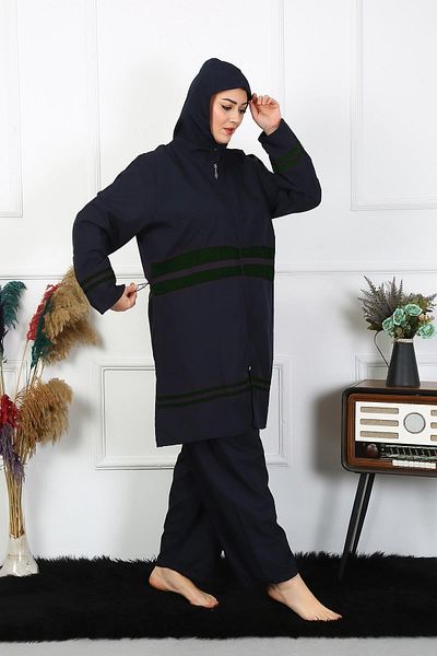 Akbeniz Plus Size Hijab Swimsuit 60-62-64-66 Size Navy Blue 55015