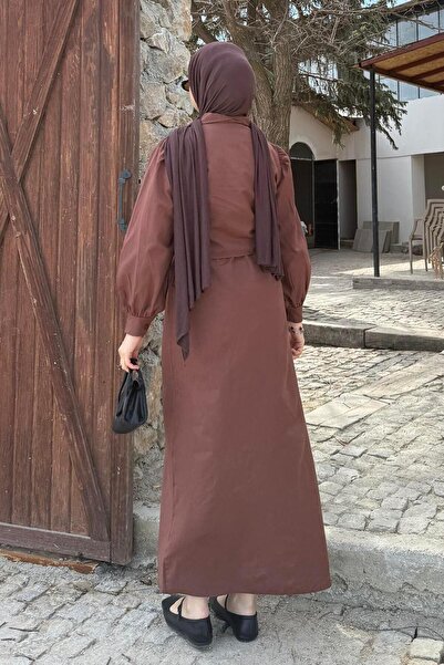 lamelif Terikoton Hijab - Double Set Bitter Brown