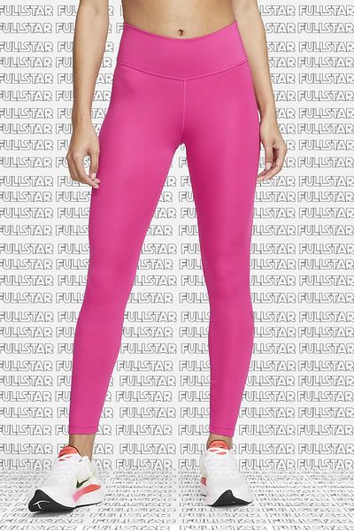 Nike Dri Fit One Big Double Swoosh Leggings - 7/8 cu ridicare, 2 buzunare interioare, jambiere roz