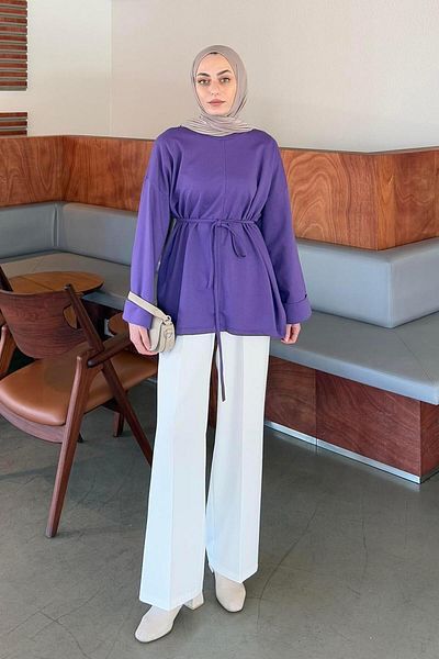 lamelif Top de transpirație în formă de fante violet