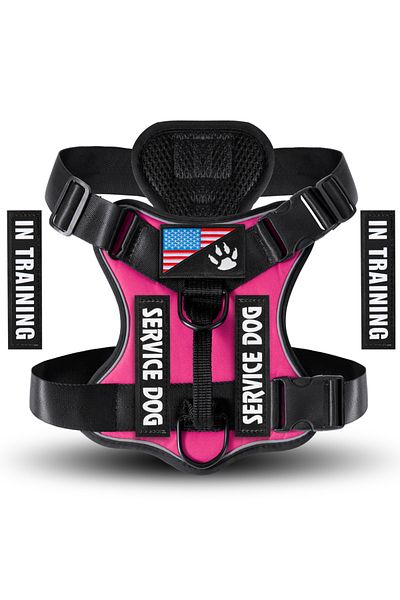 Choice XS Light Red Service Dog Harness, Reflective Dog Vest Harness with 5 PCS Patches, Adjustable Soft Ox