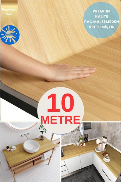 Renkli Duvarlar 67cm X 10 Meters 1 Piece Roll Adhesive Textured Wood Look Kitchen Wall Covering Foil Paper