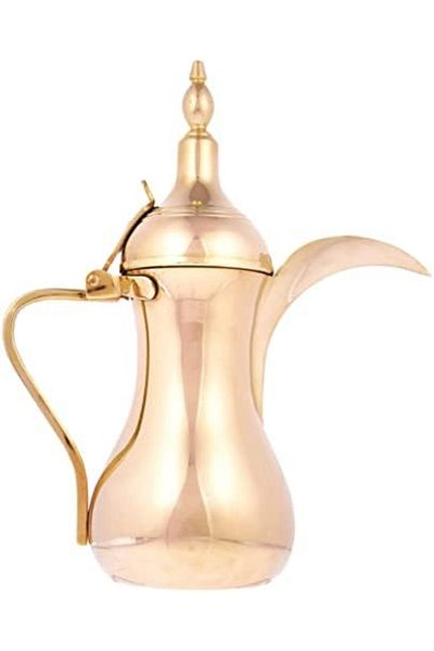 ALSAIF Dallah from Saif, 48 oz., ideal for preparing and serving Arabic coffee. Gold color.