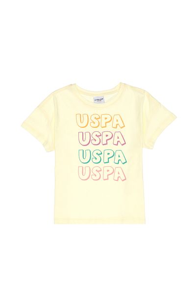 U.S. Polo Assn. Girl's Lemon Crew Neck Cotton Colorful Uspa Printed T-Shirt 50306191-Vr035