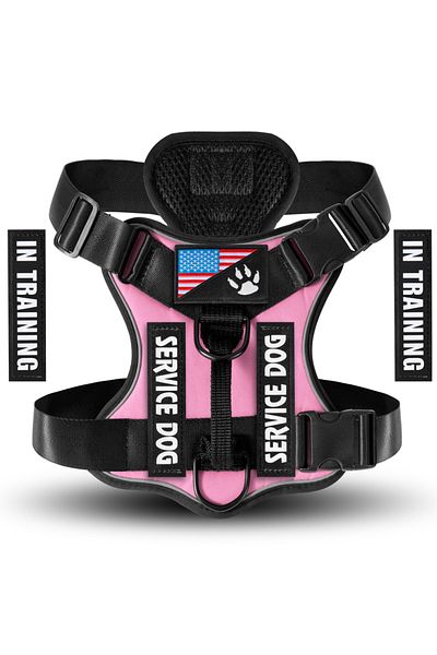Choice XL Pink Service Dog Harness, Reflective Dog Vest Harness with 5 PCS Patches, Adjustable Soft Oxford