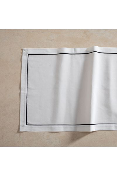Mudo Home Black and Ribbed Buldan Linen Runner - 50X130