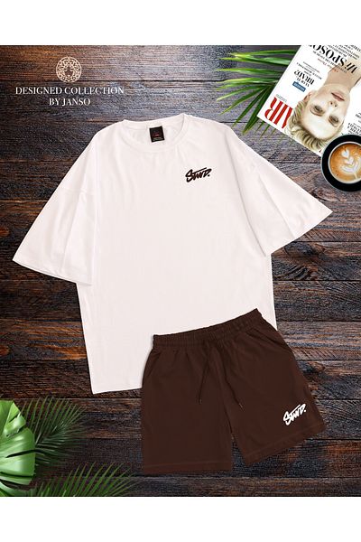 ACTIVE MODA - MEN'S SHORT SLEEVE DWTS9 PRINTED TSHIRT-SHORTS SET PLUS SIZE 2-PIECE OVERSIZED