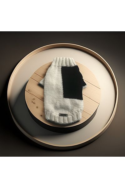 Lady Fify Black and White Fan Sweater for Cat and Dog