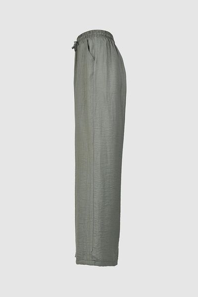 birizmoda High Waist Wide Leg Summer Trousers - Khaki