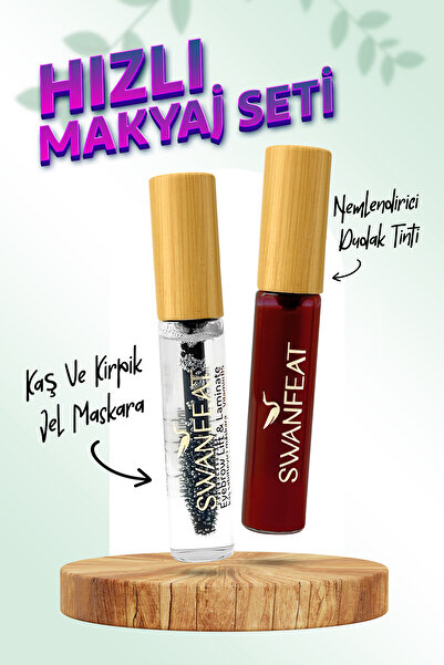 SWANFEAT Kalıcı Besleyici HIZLI MAKYAJ SETİ ile saniyeler içinde canlı bir görünüm Jel Maskara ile Bordo Tint