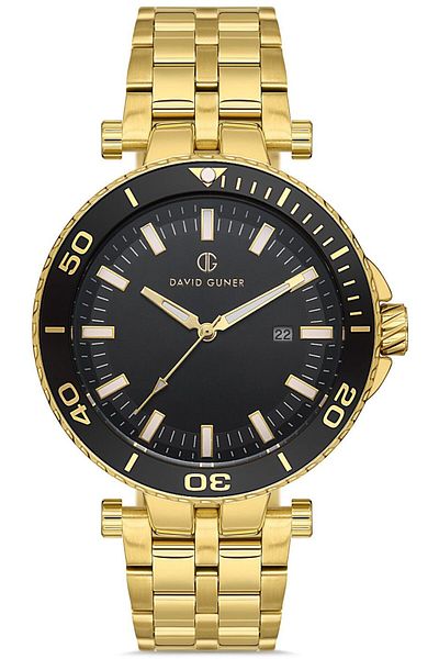 DAVID GUNER Men's Wristwatch Dg-8393Ga-B2 with Yellow Coated Black Dial