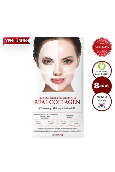 dermafix Real Collagen Real Collagen Mask Firming and Anti-Wrinkle Face Mask 8 Pieces