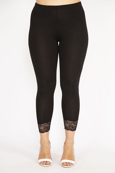 Şans Γυναικείο Μαύρο Large Size Leg Lace Lace 65n36505