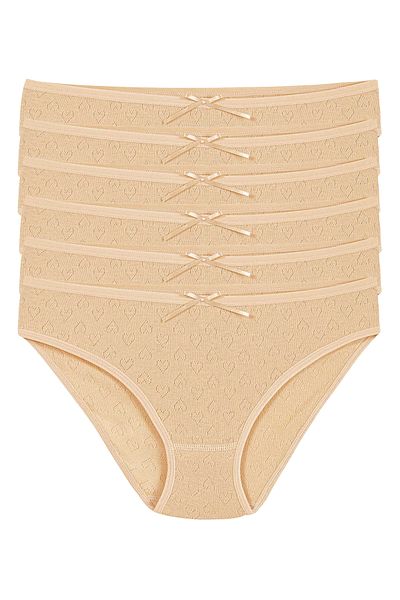 YILDIZ Cotton Heart Ribbed Bikini Panties 6 Pack Ten Star Kod3576