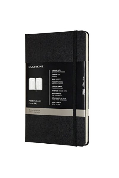 Moleskine Black Striped Hard Cover Pro Notebook - 13X21