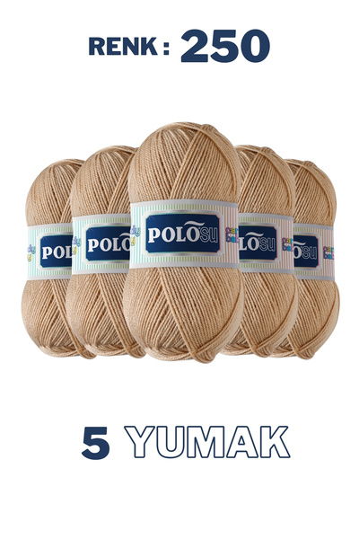 Polosu (5 Adet) Candy Baby %100 Premium Akrilik Bebek Örgü İpliği - 250 - Bej