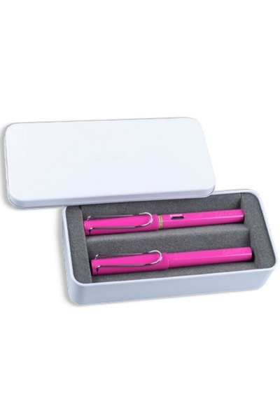 Lamy Pink Safari Fountain Rollerball Pen Set