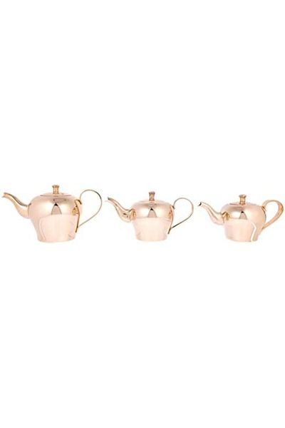 ALSAIF 3-piece set of practical teapots, heat-resistant, golden color