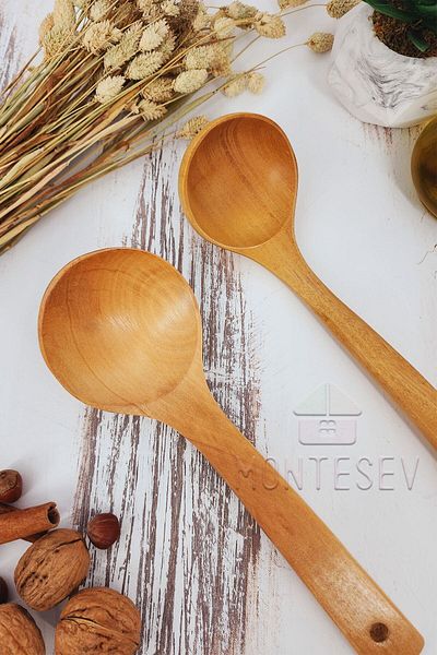 MONTESEV Wooden Wooden Kitchen Spoon Set 2 Pieces Beech, Boxwood and Bamboo Wood Spoon