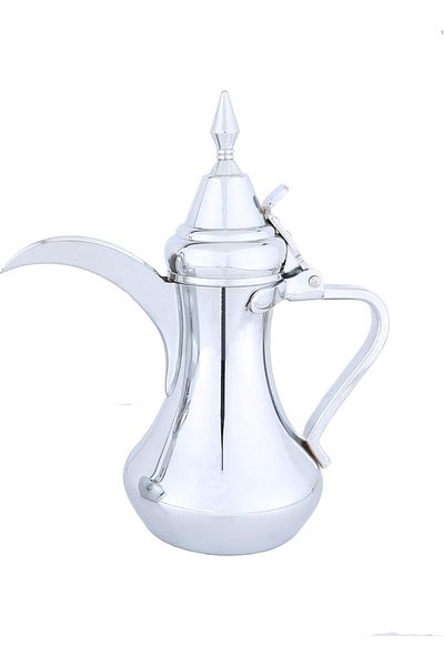 ALSAIF Dallah from Saif, 48 oz., ideal for preparing and serving Arabic coffee, chrome color.