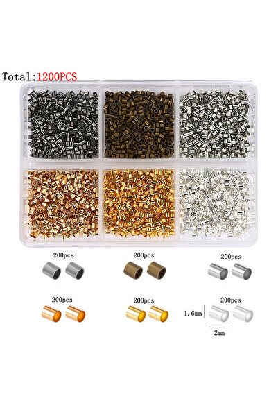 Choice1 3 600pcs/Box 6 Styles Brass Tube Crimp Beads Tips Knot Covers Wire Gu...