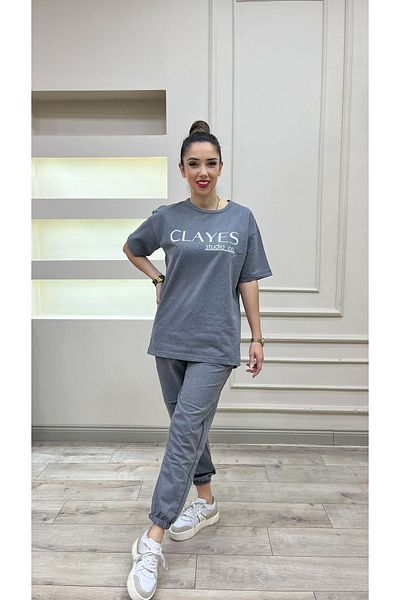 Sweetline Clayes Studio Co Printed Smoked T-shirt Φούτερ T-shirt Σετ - Oversize Unisex
