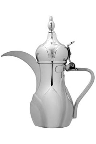 ALSAIF Dallah from Saif, 48 oz., ideal for preparing and serving Arabic coffee, chrome color.
