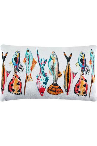 Mudo Home 35x55 Aqua Fish Throw Pillow Colorful