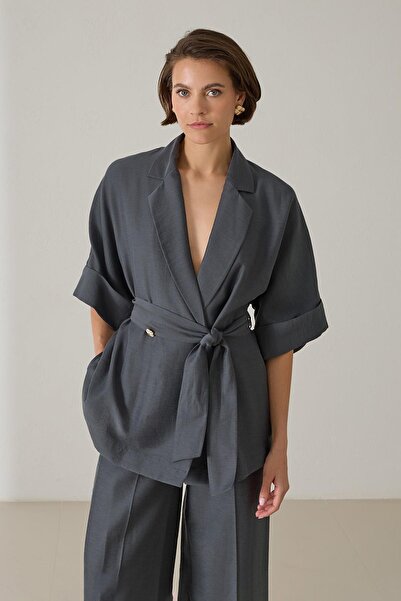 Setre Petrol Pile Detaylı Rahat Kesim Cepli Pantolon