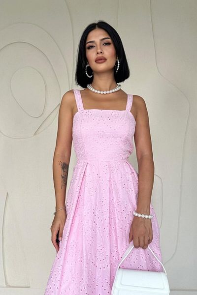gelirr Pink Strap Brode Dress