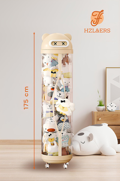 HZL-ERS Oyuncak Kulesi | Yaklaşık 110 Litre Saklama Alanı | Şeffaf Şık Pratik Oyuncak Saklama Dolabı 30*175