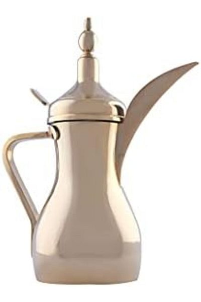 ALSAIF Dallah from Saif, 26 oz., ideal for preparing and serving Arabic coffee. Gold color.
