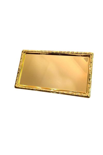 aljahwari Large golden serving tray, size 19*38